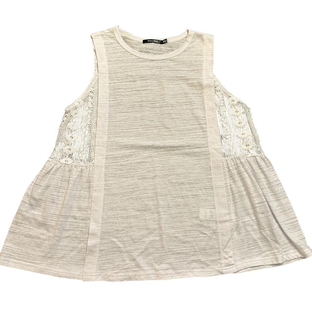 Doe & Rae Womens New White Cotton Blend Long Line Tank M